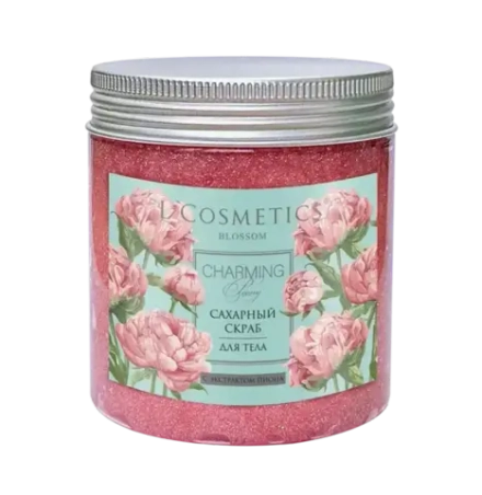 Сахарный скраб для тела с шиммером с экстрактом пиона BLOSSOM Charming Peony, ТМ L'COSMETIC
