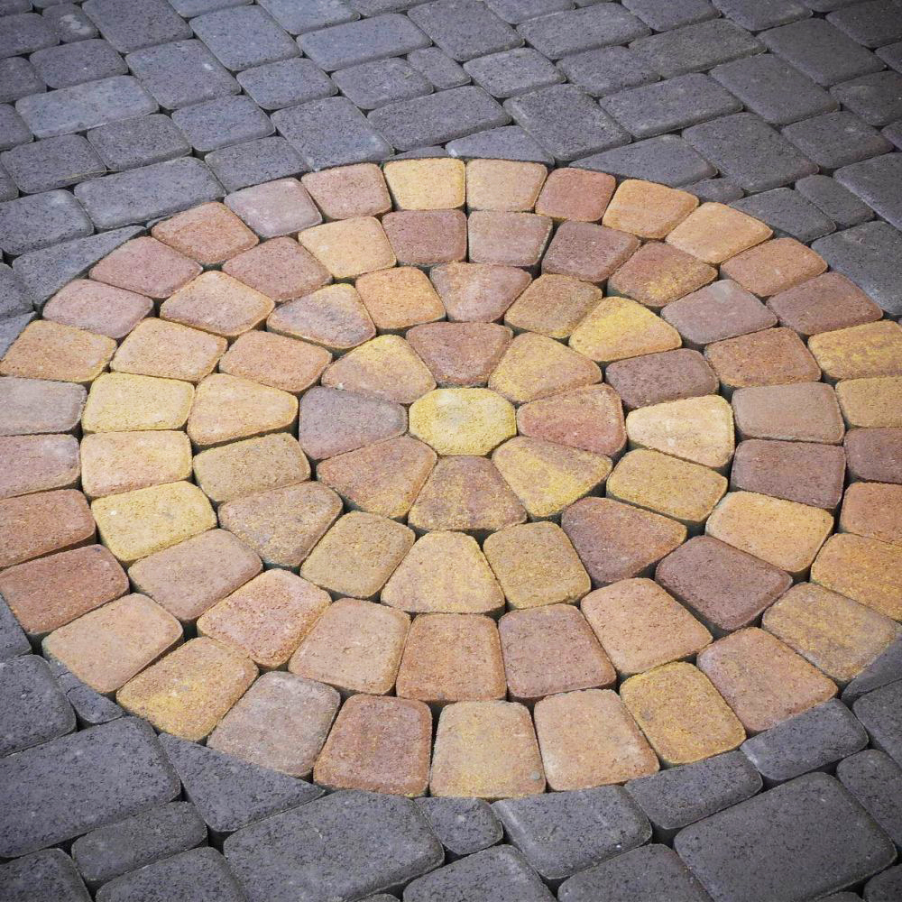 Тротуарная плитка КЛАССИКО (круг) - Листопад гранит Саванна, комплект из 3 видов плит