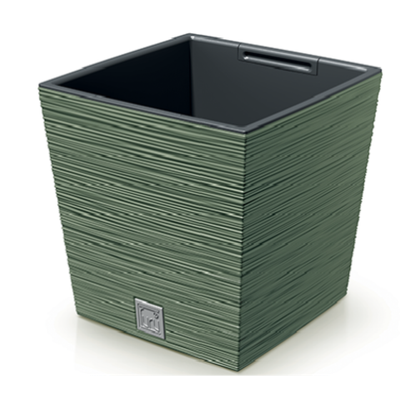 DFS240-5615C Кашпо FURU SQUARE LOW 24*24,h23,5см earth green с вклад