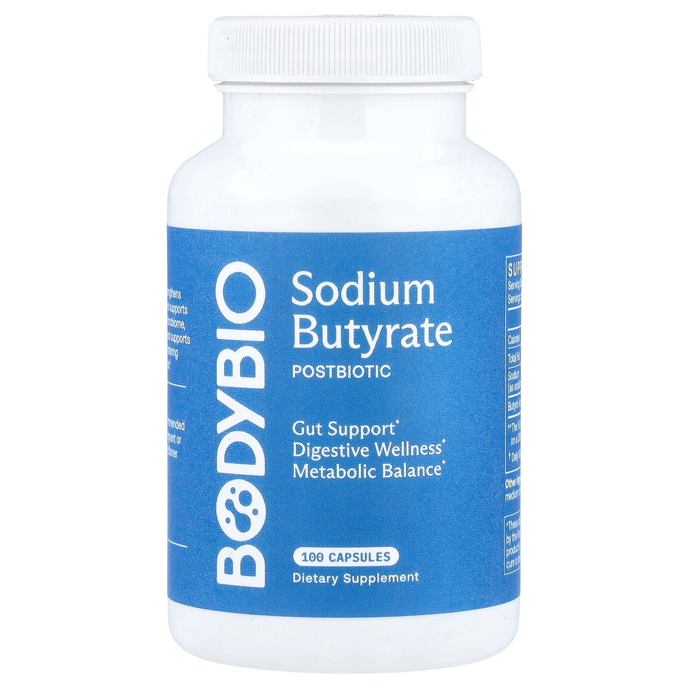BodyBio, бутират натрия, 100 капсул