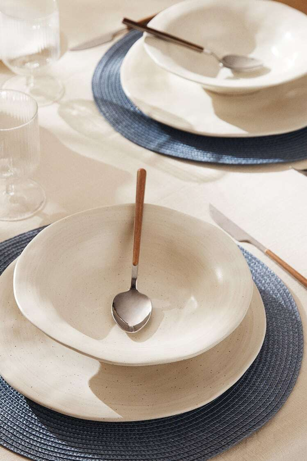 ZARA HOME КРУГЛАЯ САЛФЕТКА (УПАКОВКА ИЗ 2 ШТУК), ГОЛУБОЙ