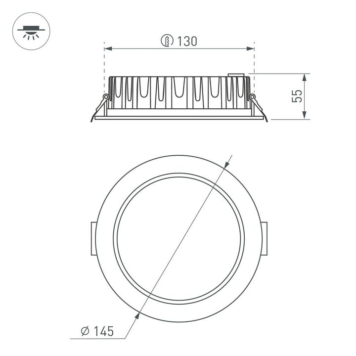 Встраиваемый светодиодный светильник Arlight MS-Mist-Built-R145-15W Warm3000 041613