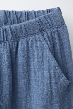 ZARA БРЮКИ КОМБИНИРОВАННОЙ ТЕКСТУРЫ, СИНИЙ