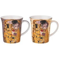 НАБОР КРУЖЕК LEFARD "ПОЦЕЛУЙ" (Г. КЛИМТ) 2 ШТ. 420 МЛ, КРЕМОВАЯ, СЕРАЯ (КОР=24НАБ.)