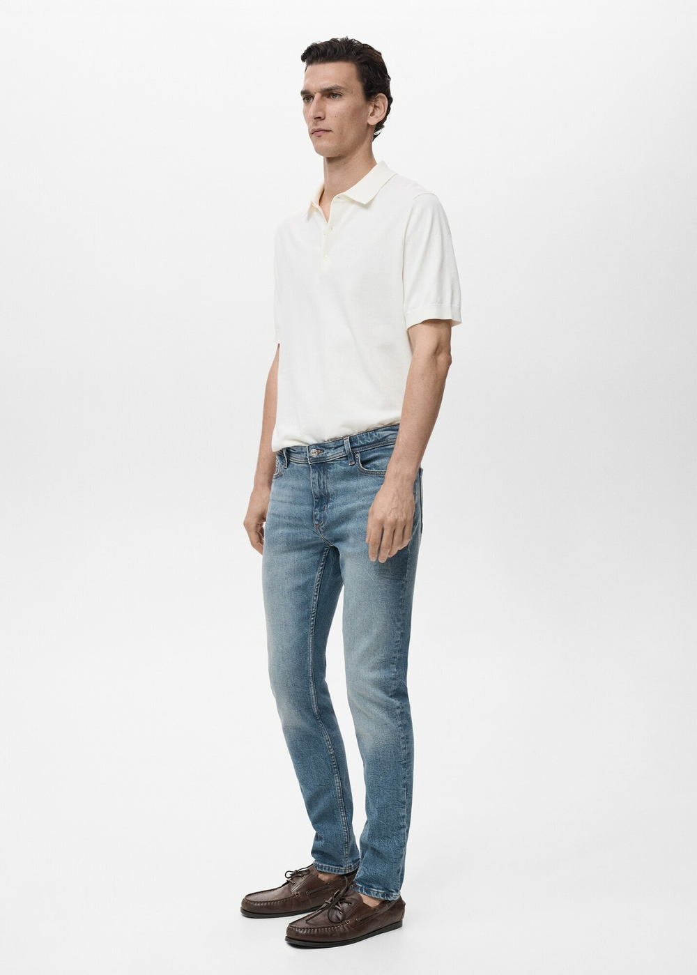 Джинсы Jan slim fit среднего тона с эффектом потертости