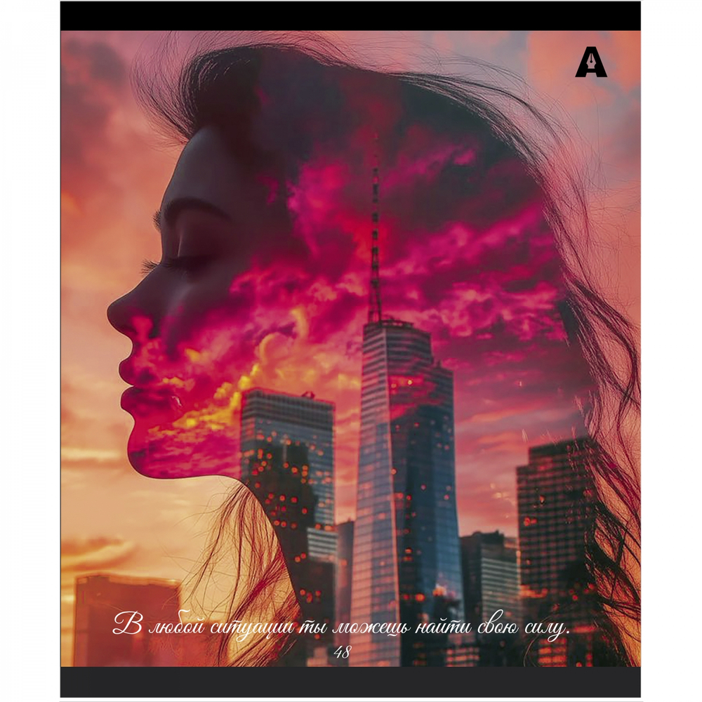 Тетрадь 48л., А5, линия, Alingar "City Style", скрепка, мелованый картон ( стандарт), блок офсет, 5 дизайнов в пленке т/у