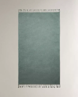 ZARA HOME ПЛЯЖНОЕ ПОЛОТЕНЦЕ ИЗ ХЛОПКА С БАХРОМОЙ, СИНИЙ