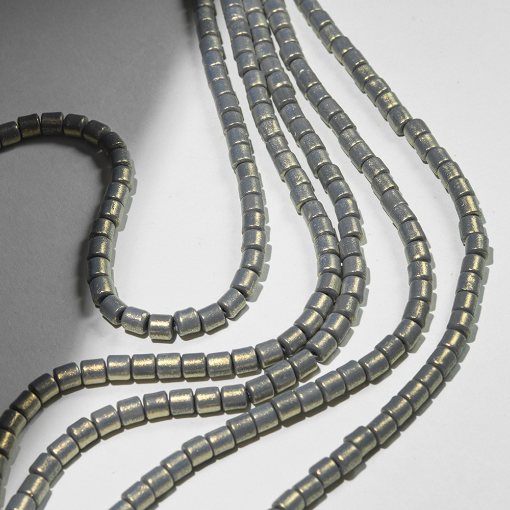 Бусины хеши, каучук с напылением, оттенок "Серый", 6*6мм