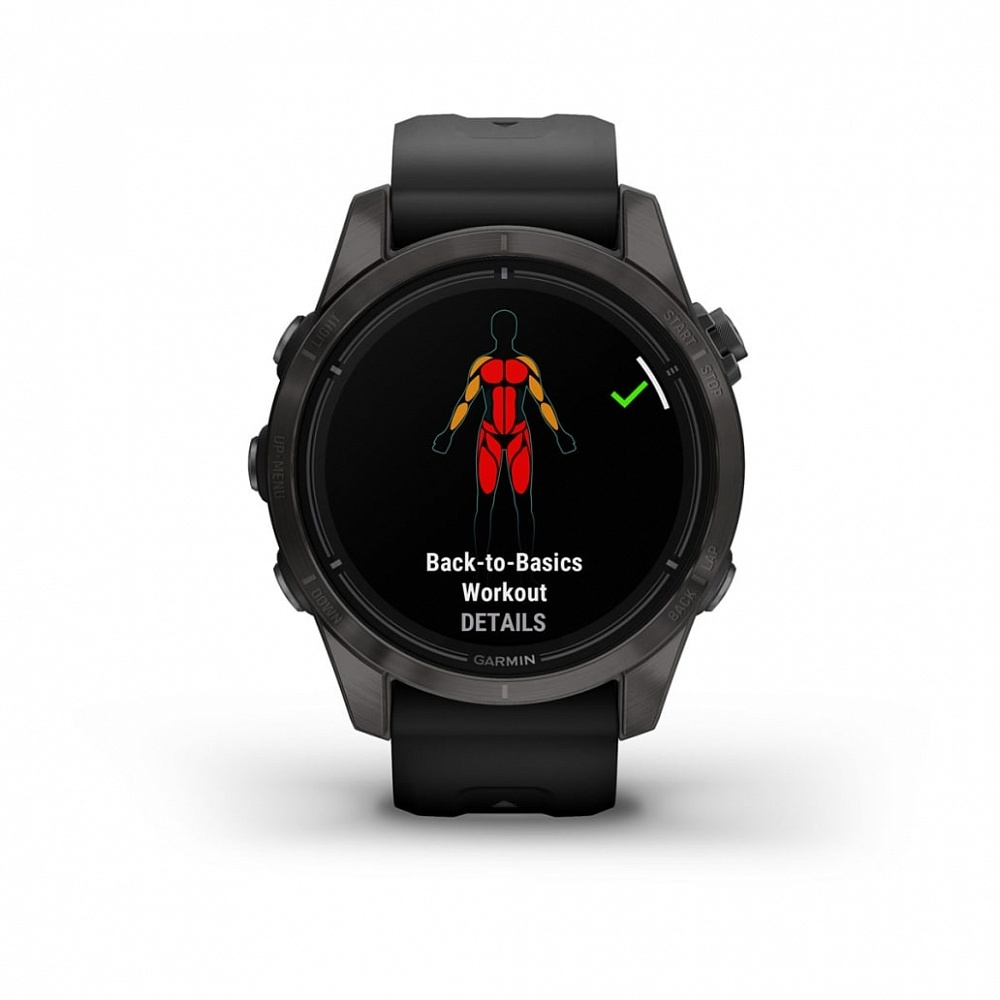 Смарт часы Garmin Epix Pro (Gen 2) Sapphire Edition 42 мм, титановый, угольно-серый, DLC, черный ремешок
