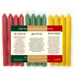 Свечи восковые красные. зеленые, желтые 12 штук , 18х2 см