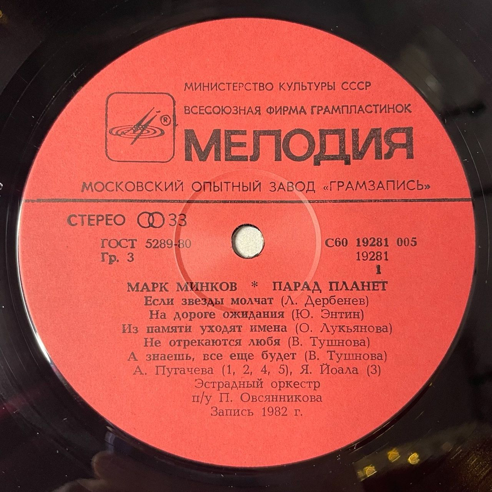 Винтажная виниловая пластинка LP Марк Минков Алла Пугачева Парад Планет (СССР 1983)