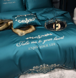 Постельное белье Сатин Гладкокрашеный Вышивка Делюкс DHC003