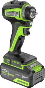 Гайковерт аккумуляторный GREENWORKS G24IW200 ударный, 24V, АКБ 4Ач и ЗУ 3803607CUB