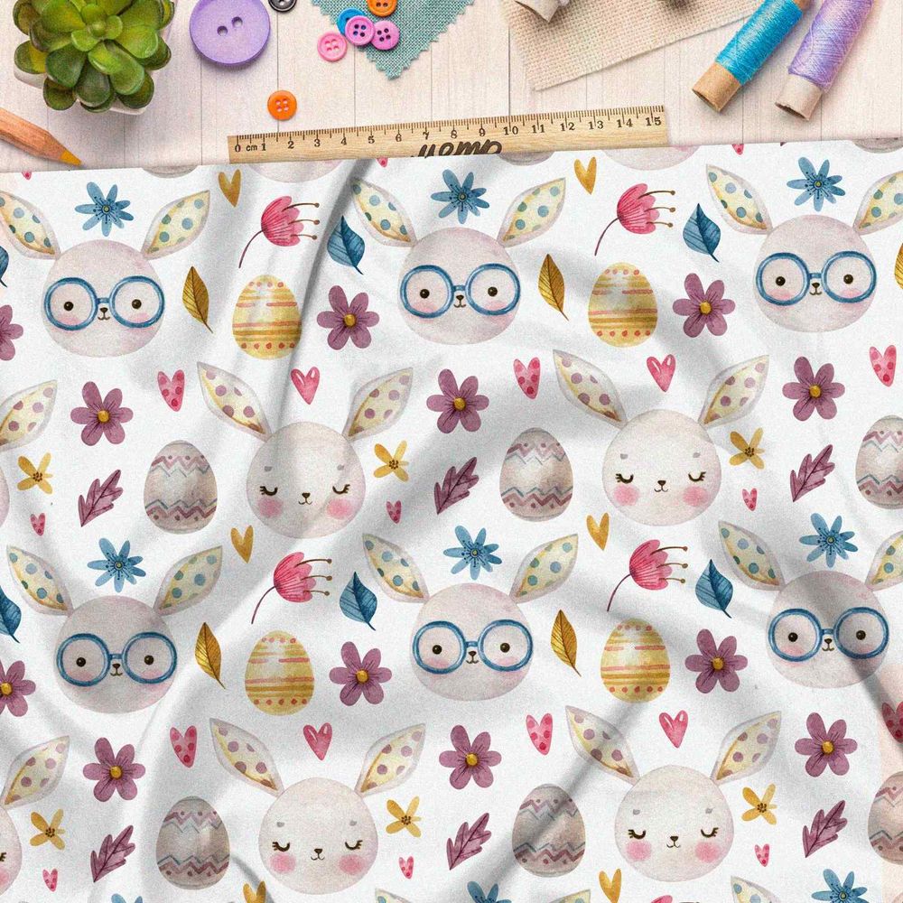 Ткань штапель пасхальные зайчики