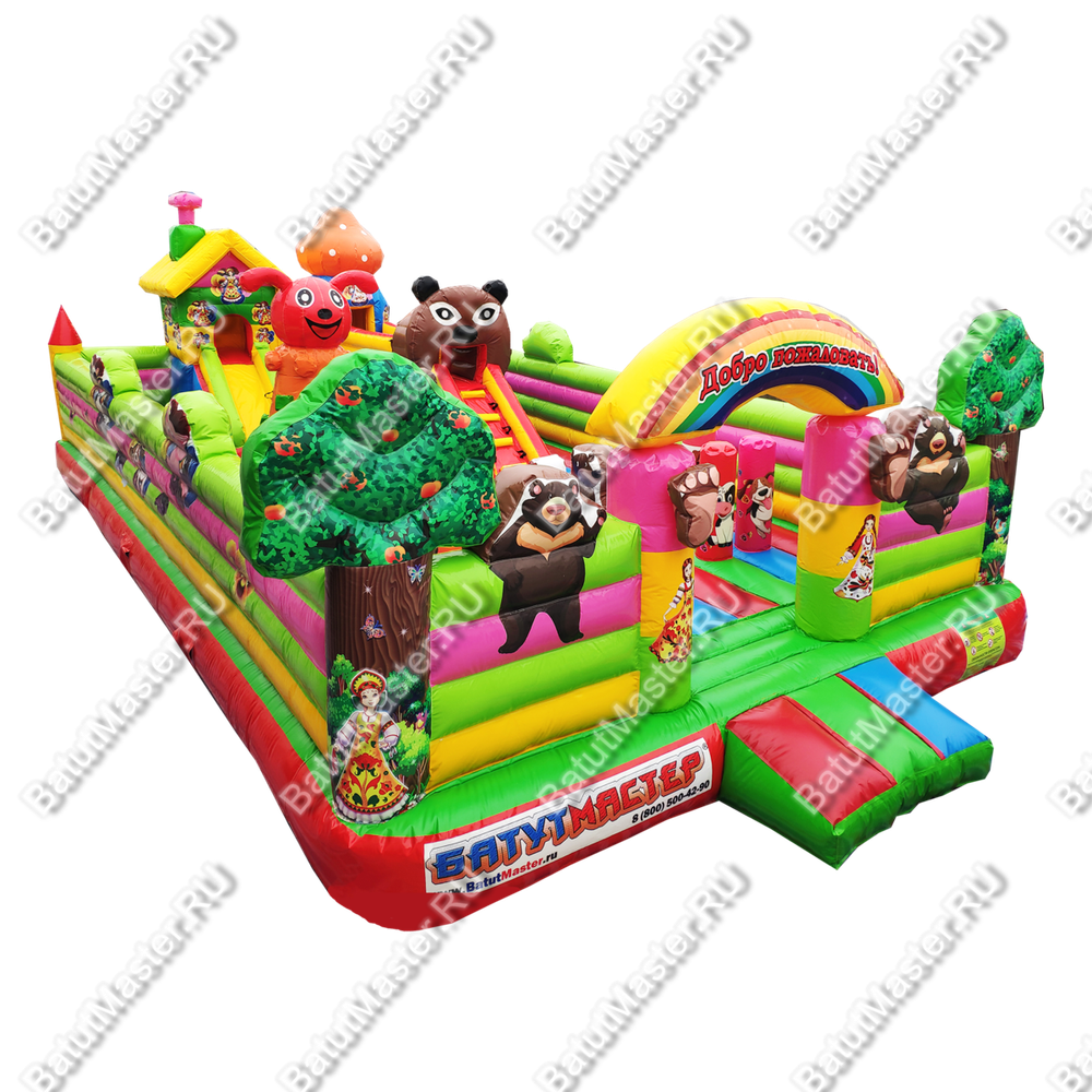 Коммерческий надувной батут "Маша и Миша", 10*6*2,8 м