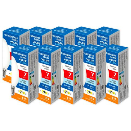 LED-C35-7W-4000K-E14-FR-SLF Набор из 10штук Лампа светодиодная. Форма свеча. матовая. Серия Optima Филамент. Белый свет 4000K. ТМ Volpe