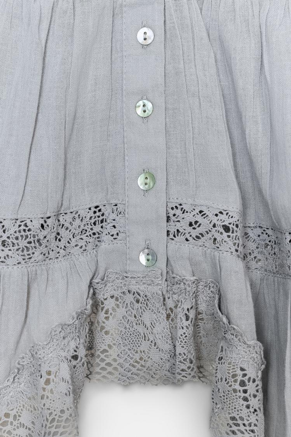 ZARA ТОП НА БРЕТЕЛЯХ С ВЫШИВКОЙ, СЕРО-СИНИЙ