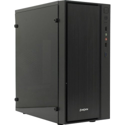 Корпус для компьютера Exegate EX283752RUS Корпус Minitower ExeGate mEVO-9301-RGB-600W-12 (mATX, БП 600NPX с вент. 12см, с окном, 2*USB+1*USB3.0, HD аудио, черный с RGB подсветкой)