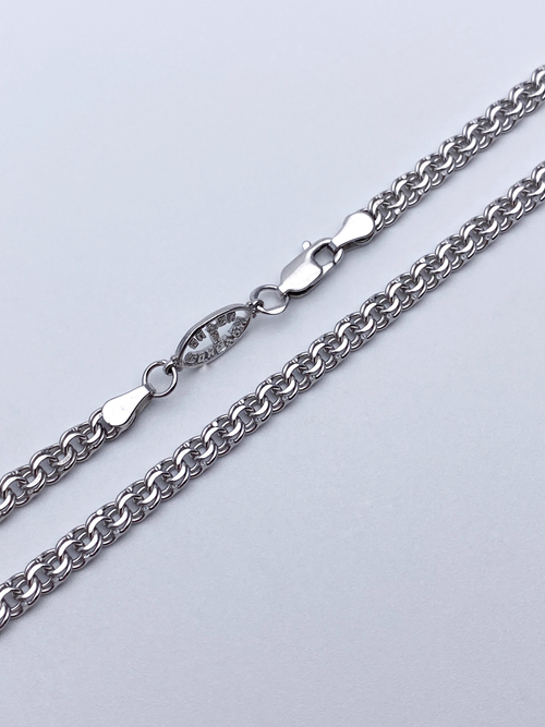 Цепь из серебра/Бисмарк/Родий/Со вставкой спаси и сохрани