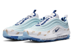 Nike Air Max 97 retro color matching fabric shock absorption, non-slip, wear-resistant, low-cut casual running shoes for men and women with the same style of white and blue