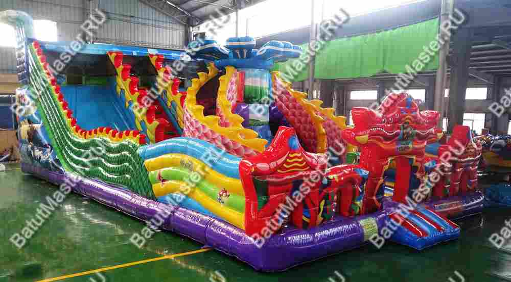 Коммерческий надувной батут "Хижина дракона", 15*8*7 м