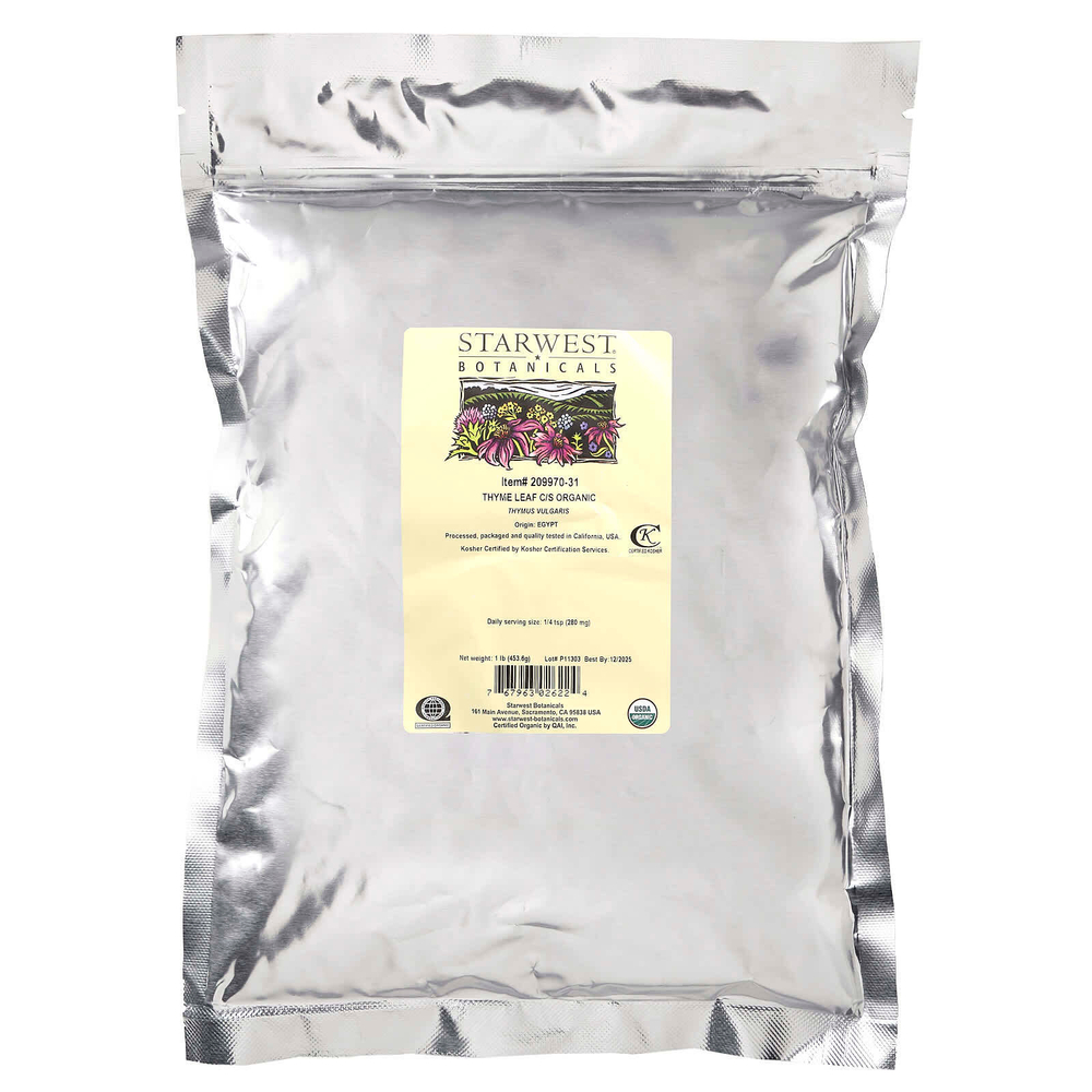 Starwest Botanicals, Органический лист тимьяна C/S, 1 фунт (453,6 г)