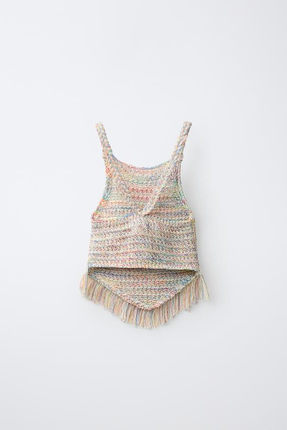 ZARA ТРИКОТАЖНЫЙ ТОП С БАХРОМОЙ, РАЗНОЦВЕТНЫЙ