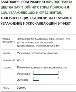 Увлажняющий тонер DERMA FACTORY для лица с экстрактом хауттюйнии, 300 мл.