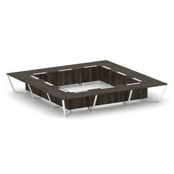 Steel Meet Стол переговорный квадратный KDK-PR.B.SP-24K Дуб Мали/Металл Белый 4800*4800*750