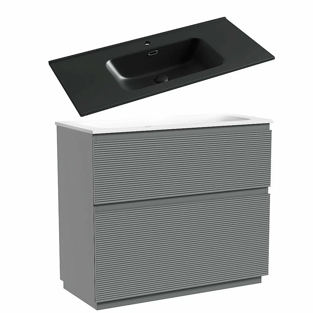 Тумба с раковиной Sancos FOLK Floor FL100FES/CN7003MB 100 Ergraut soft