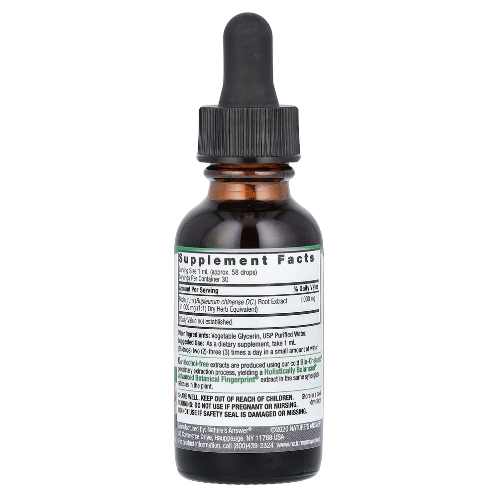 Nature's Answer, жидкий экстракт корня чай ху, без спирта, 1000 мг, 30 мл (1 жидк. унция)