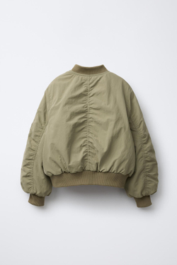 ZARA КУРТКА-БОМБЕР ИЗ НЕЙЛОНА, СВЕТЛЫЙ ХАКИ