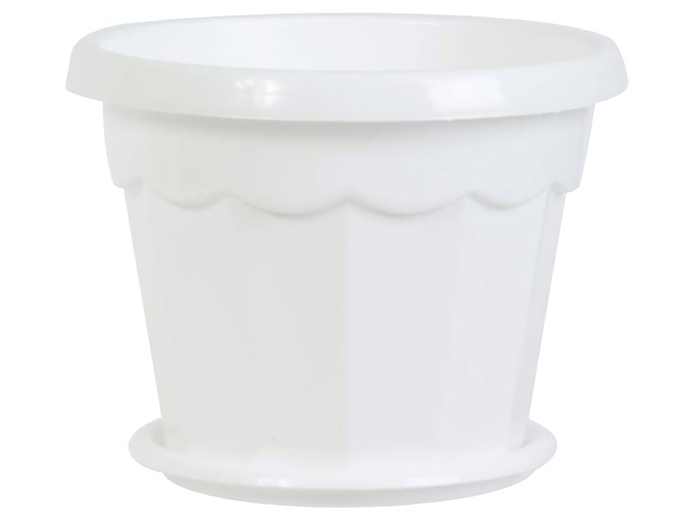 Горшок цветочный Гармония 0,7л с поддоном, белый