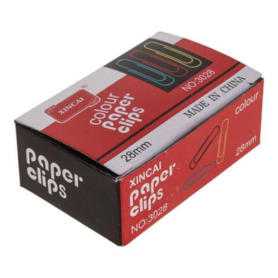 Скрепки цветные 28 мм 100шт в картонной коробке