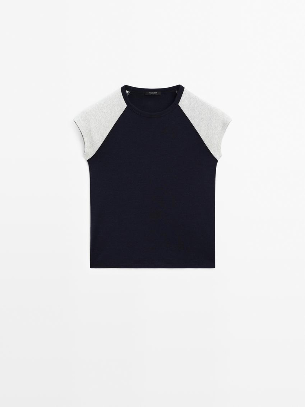 Massimo Dutti Хлопковый топ в рубчик без рукавов, темно-синий