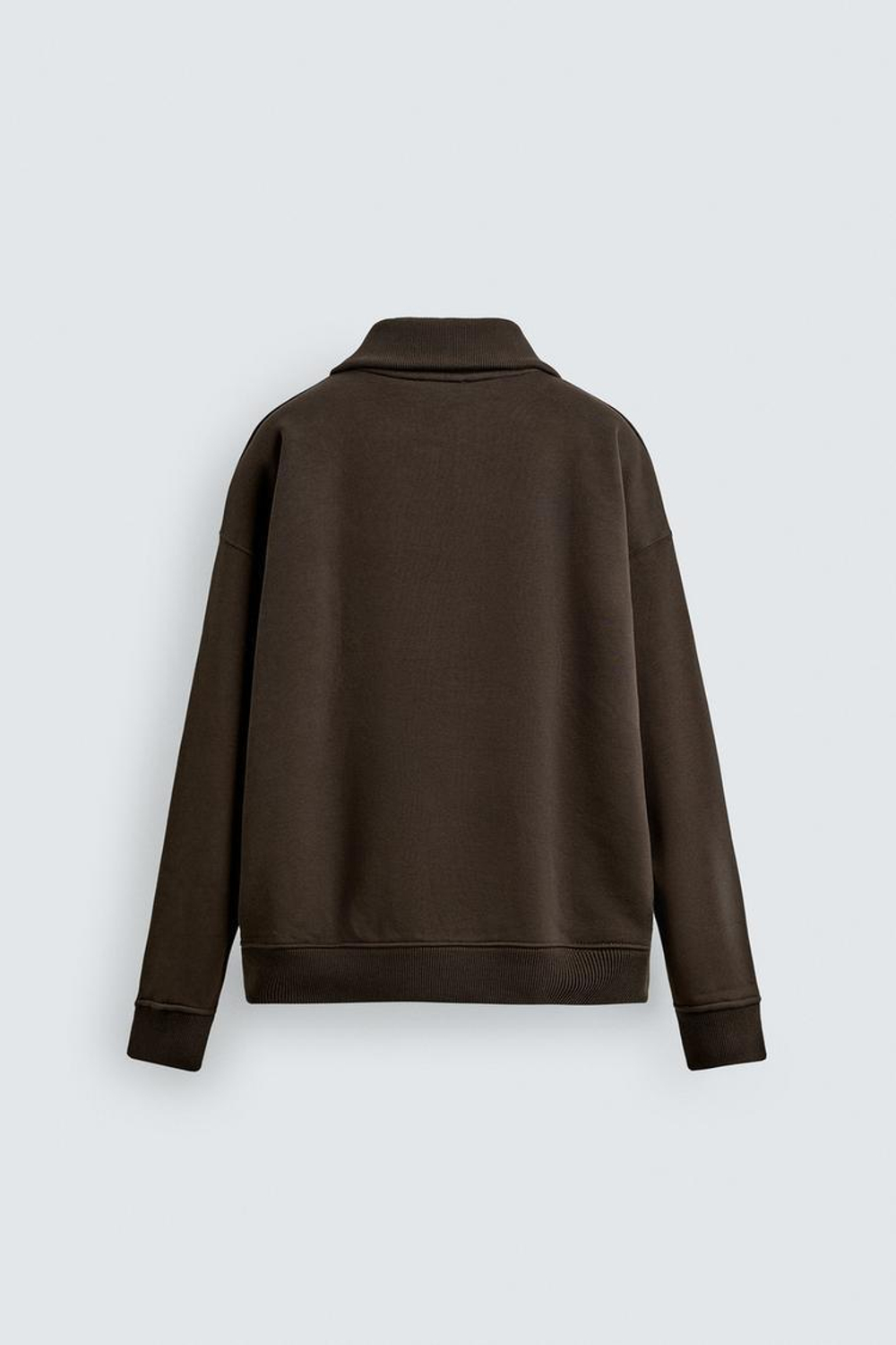 ZARA ТОЛСТОВКА С ВОРОТНИКОМ НА МОЛНИИ В РУБЧИК, ШОКОЛАДНЫЙ