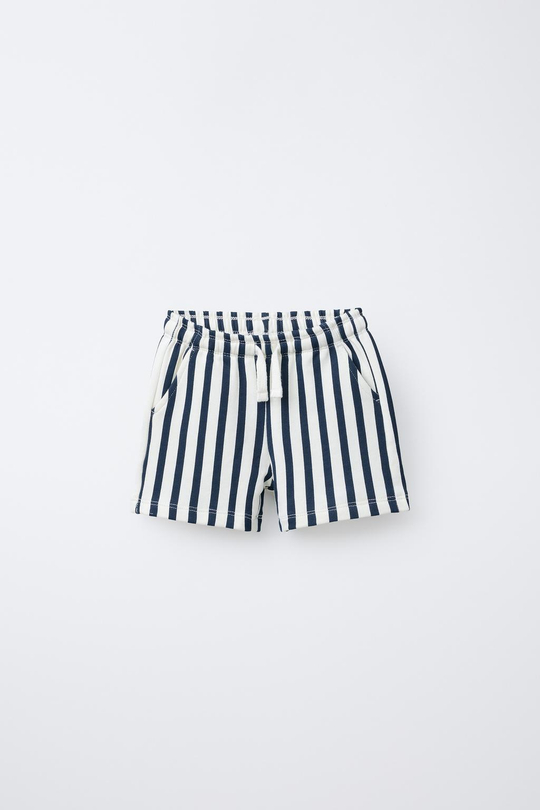 ZARA ШОРТЫ ИЗ МЯГКОГО ДЖЕРСИ В ПОЛОСКУ, СИНИЙ