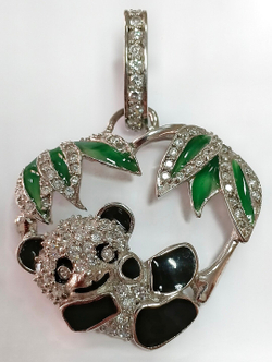 Подвеска "Панда", серебро, бренд,