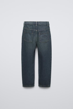 ZARA ДЖИНСЫ LOOSE С ЭФФЕКТОМ ПОТЕРТОСТИ, СИНИЙ