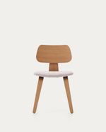 Стул Gena из бежевого шенилла с каркасом из шпона дуба и каучукового дерева