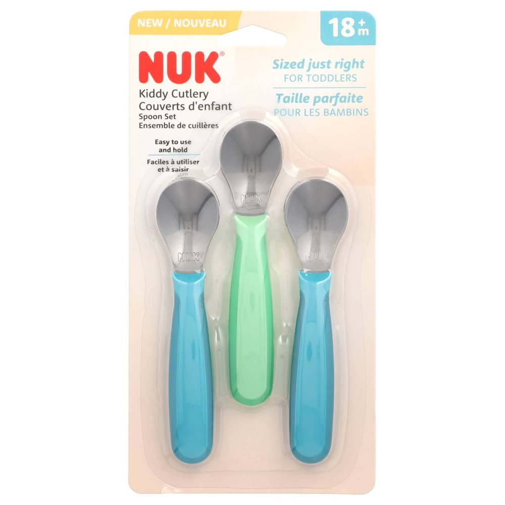 NUK, Набор ложек для столовых приборов для детей, от 18 месяцев, 3 шт.