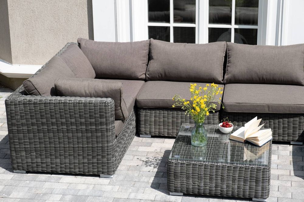 "Лунго" трансформирующаяся лаунж-зона из искусственного ротанга, цвет графит