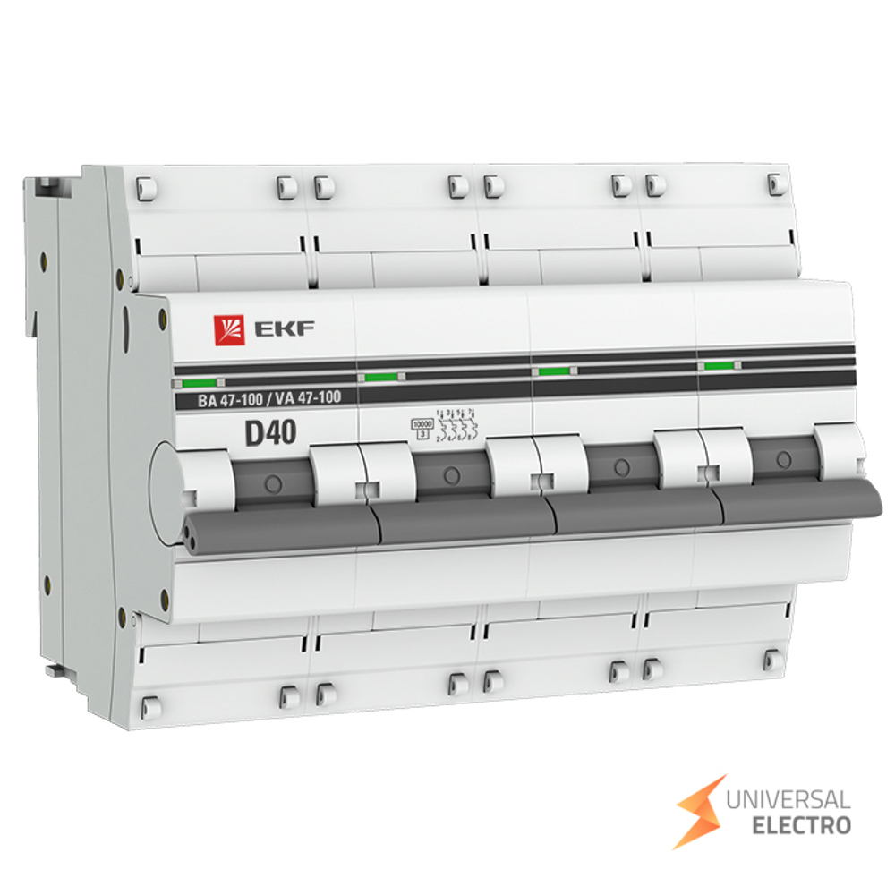 Автоматический выключатель 4P 40А (D) 10kA ВА 47-100 EKF PROxima