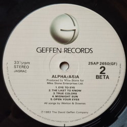 Винтажная виниловая пластинка LP Asia Alpha (Japan 1983) (No Obi) True Colors
