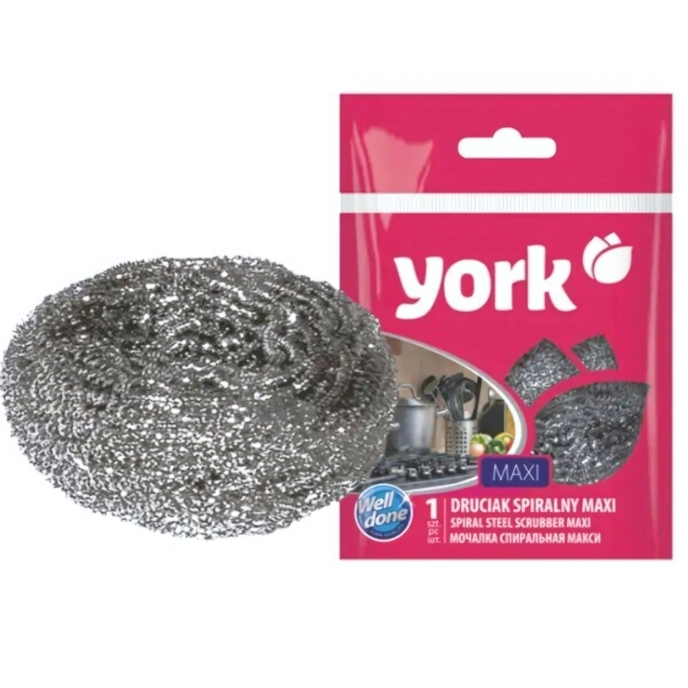 Губка спиральная стальная Макси 7*7*4см нерж. сталь YORK