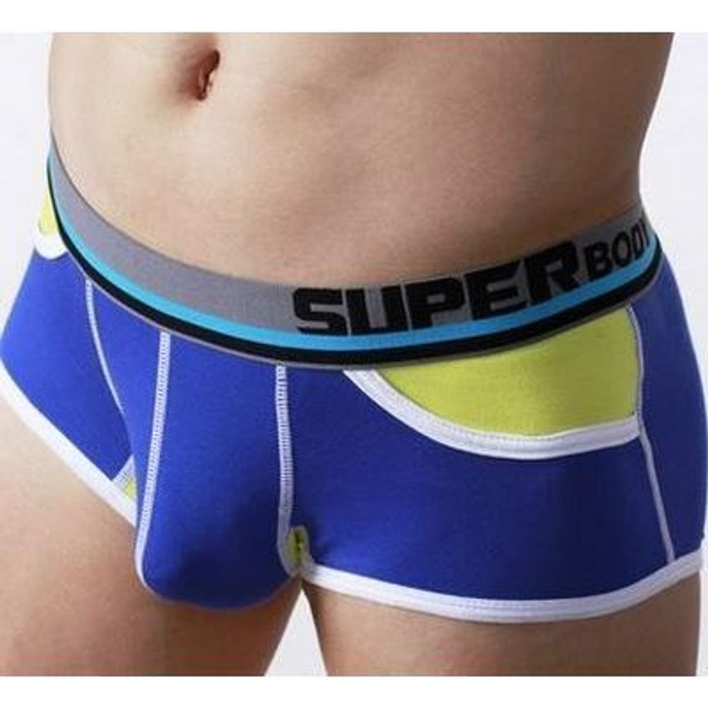 Мужские трусы хипсы синие Superbody Modal Violet Yellow Hip Boxer