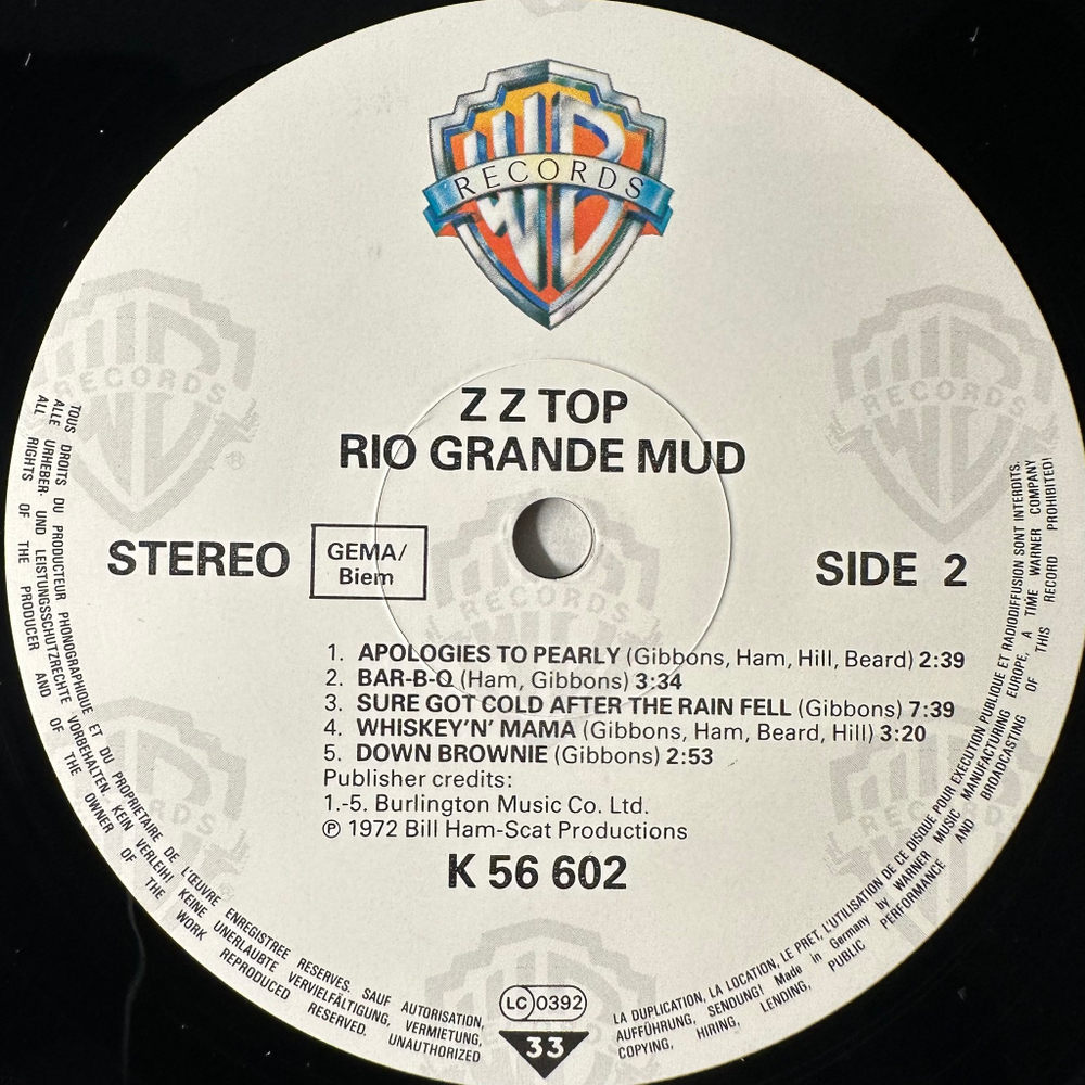 Z Z Top ‎– Rio Grande Mud (Германия)