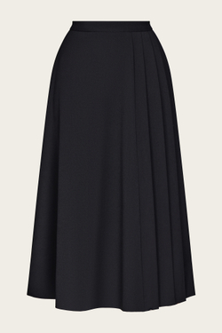 Черная юбка-миди с защипами "Бланш"