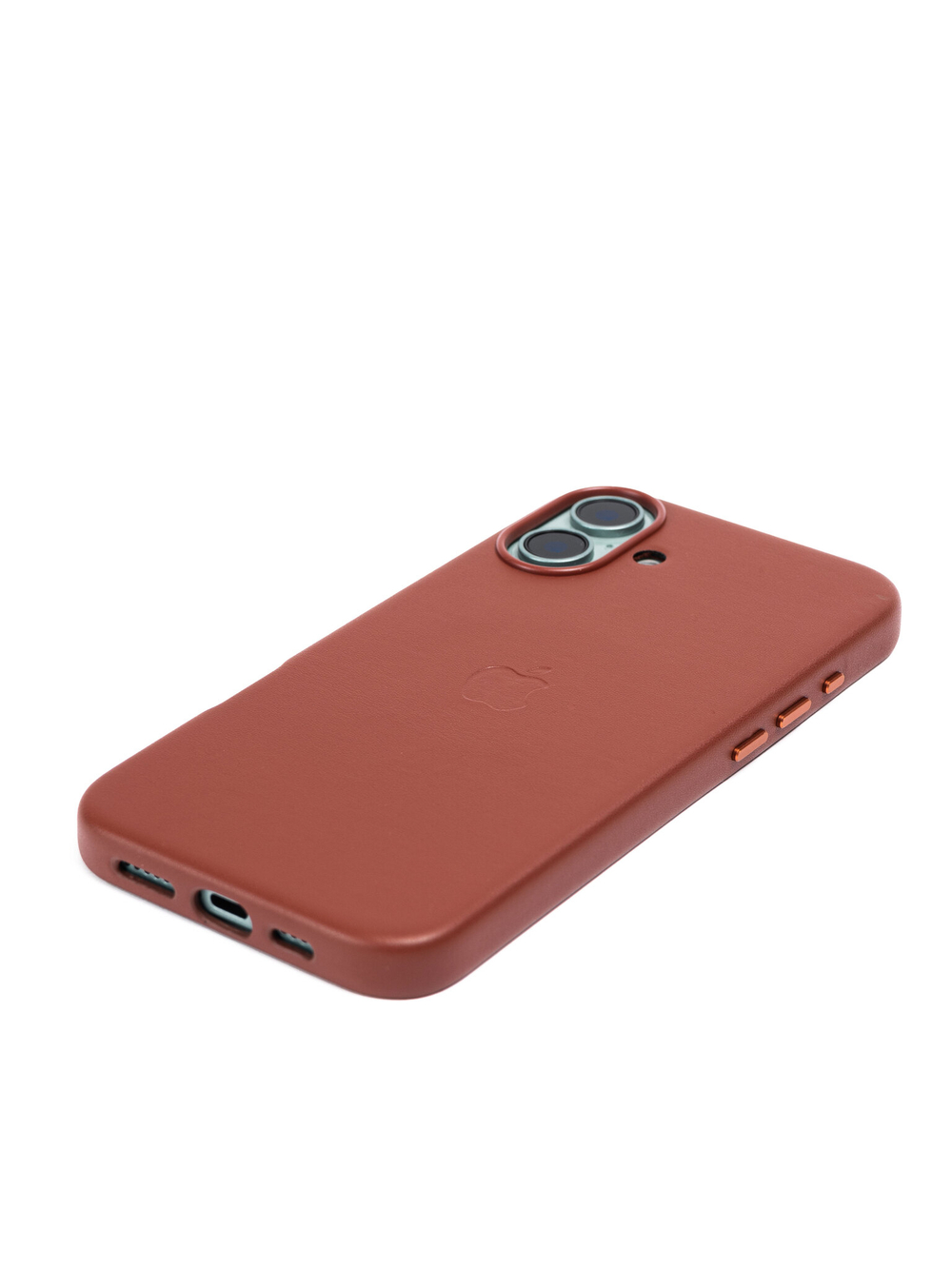 Кожаный чехол Leather Case на iPhone 16 Plus, Темно Коричневый