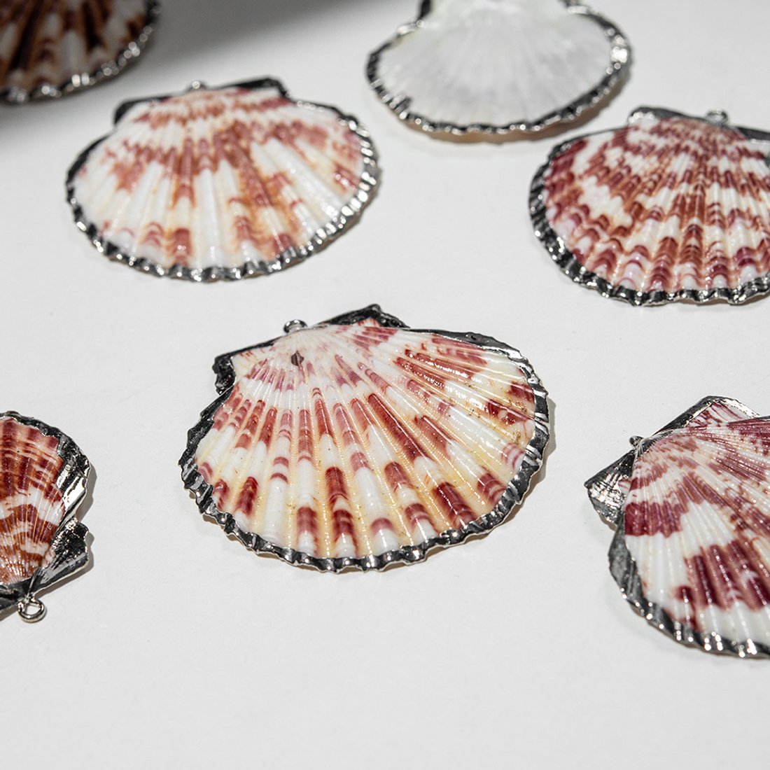 Подвеска из натуральной ракушки, украшенная родием, 45-54*42-53мм